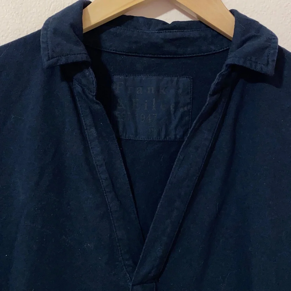 Frank & Eileen Emma Hand-Cut Raw Hem Popover Henley Maxi Dress Navy Size XS - Picture 9 of 11